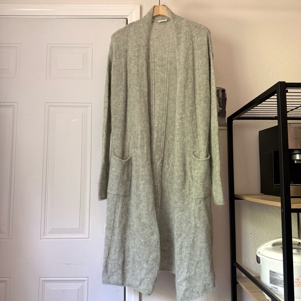 POETRY light sage green baby alpaca silk soft long line duster‎ cardigan sweater